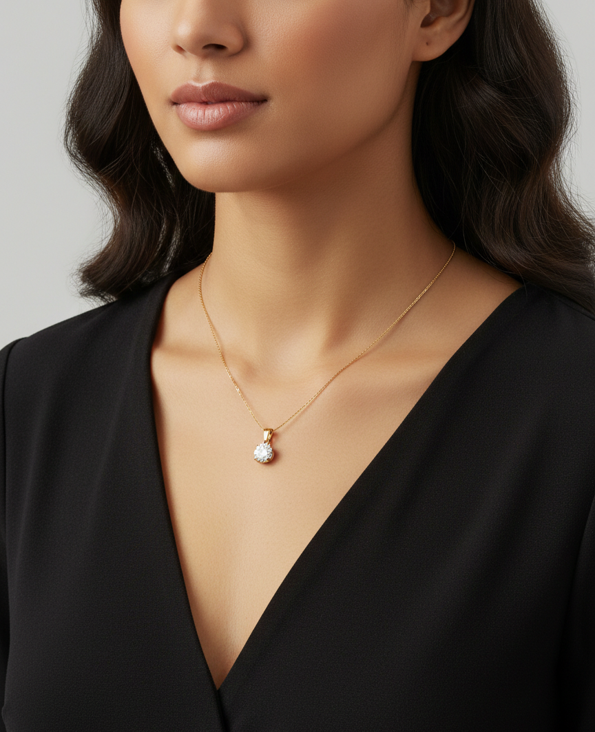 Classic Diamond Stone Pendant Necklace
