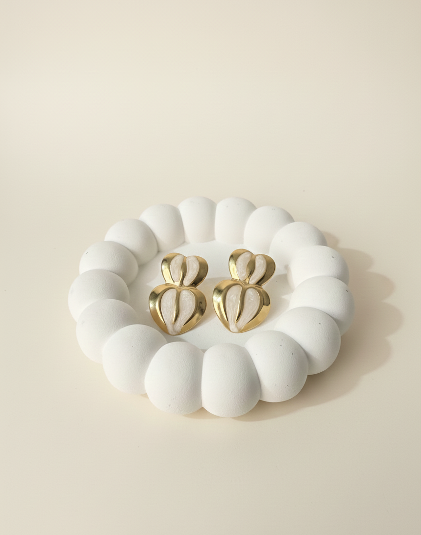Twin Heart Sparkle Hoops Earrings