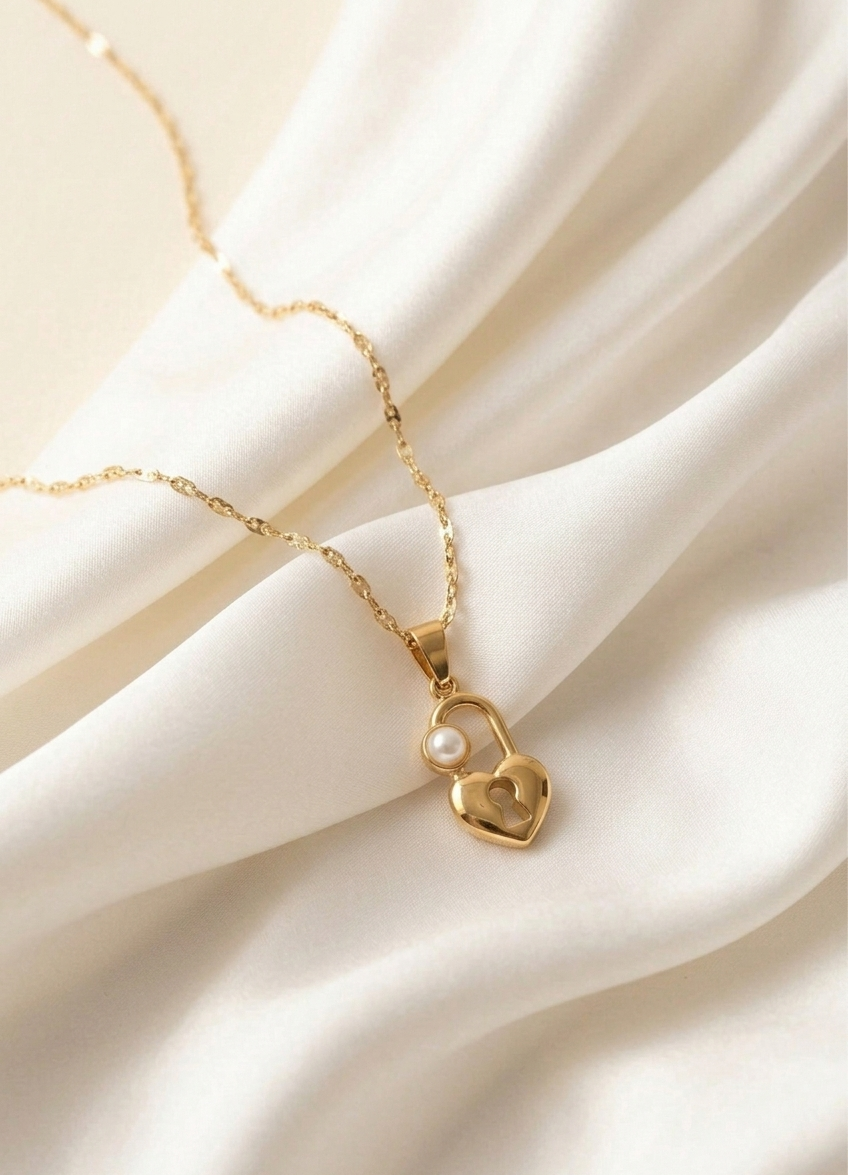 Golden Heart Lock Necklace