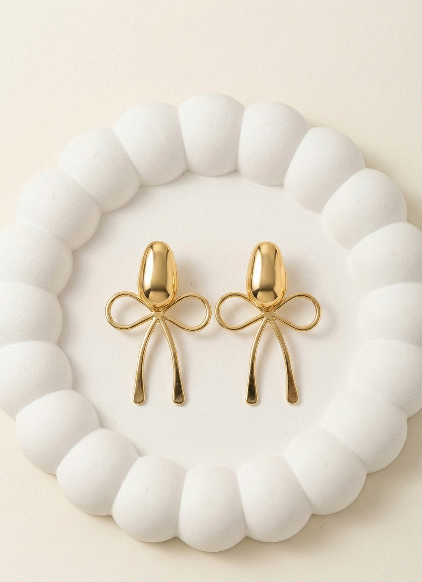 Golden Bow Drop Earrings