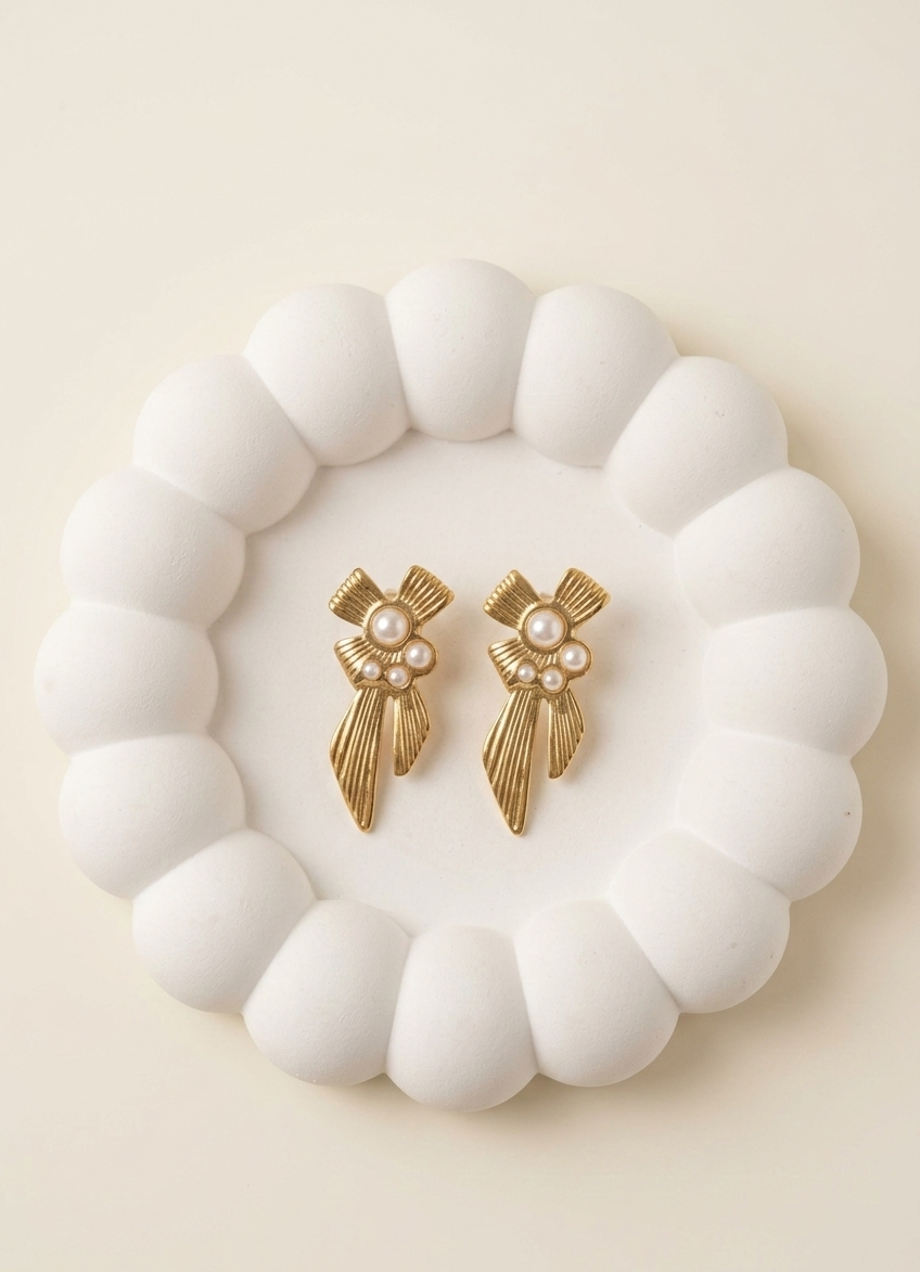 Golden Pearl Cascade Earrings
