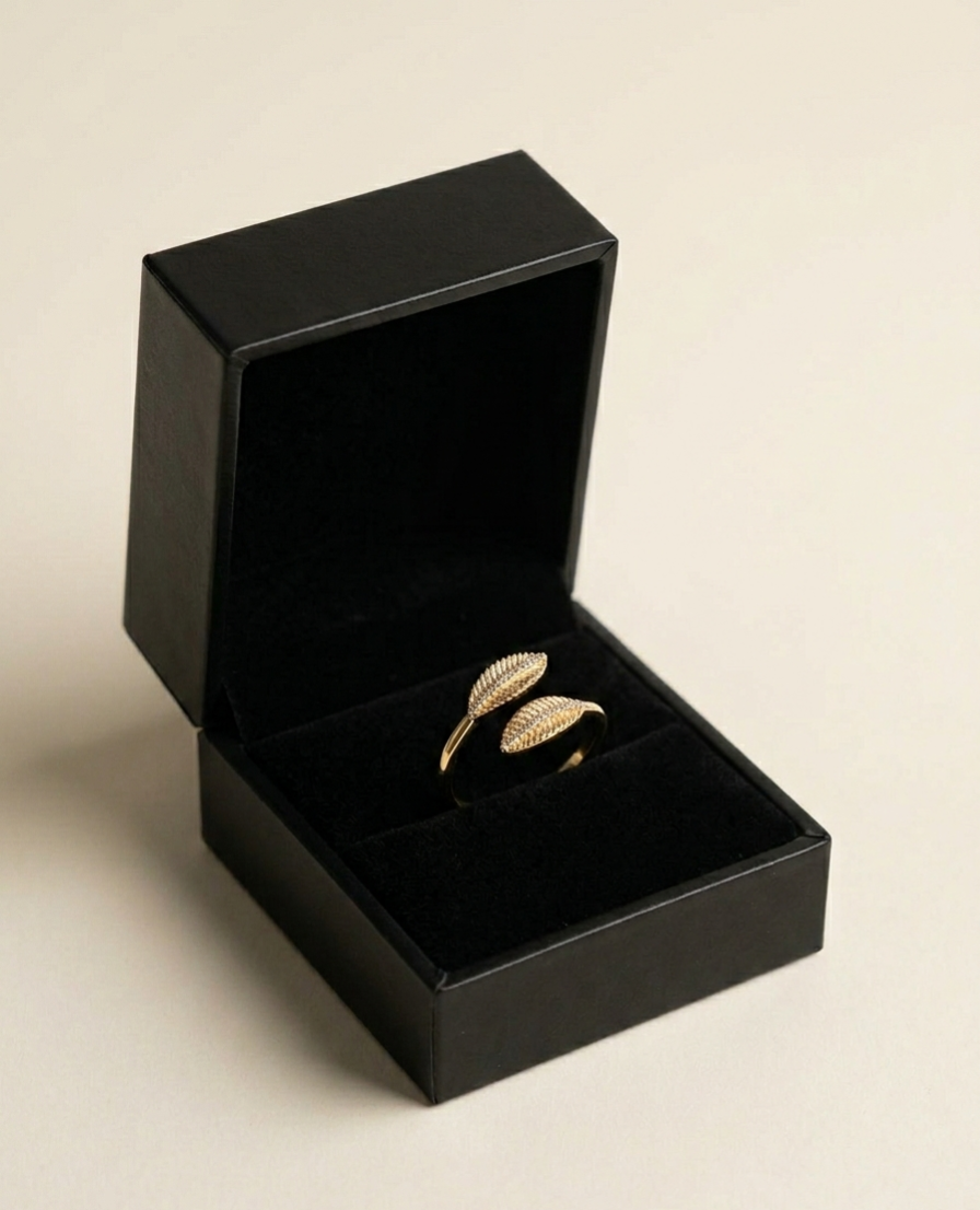 Elegant Adjustable Leaf Ring