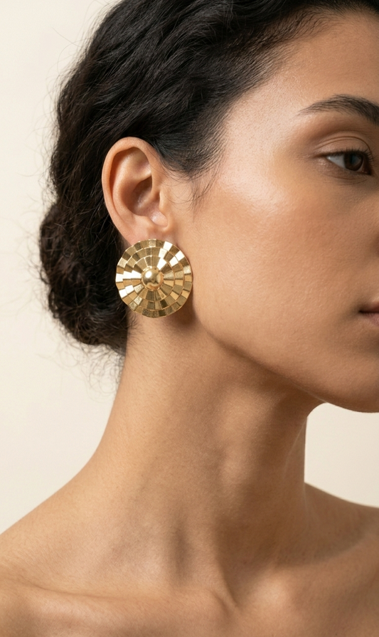 Golden Sunburst Stud Earrings