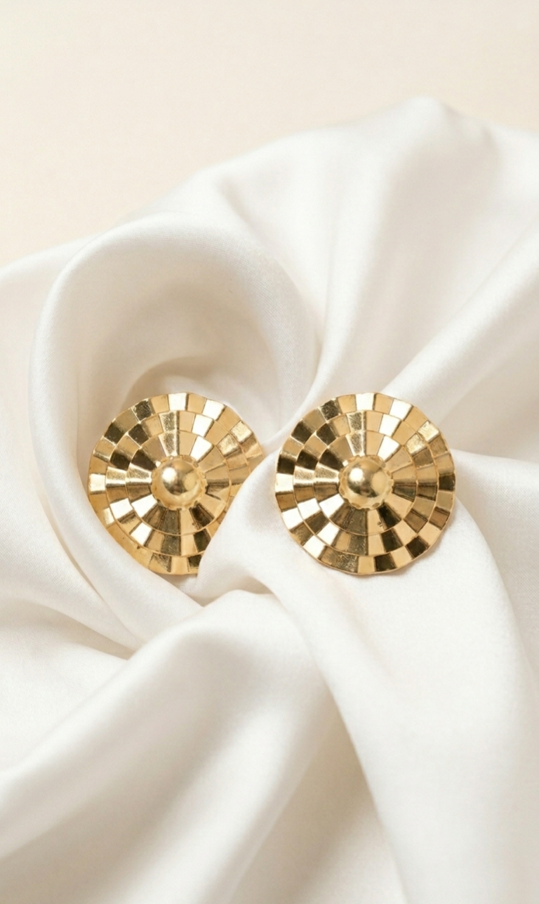 Golden Sunburst Stud Earrings