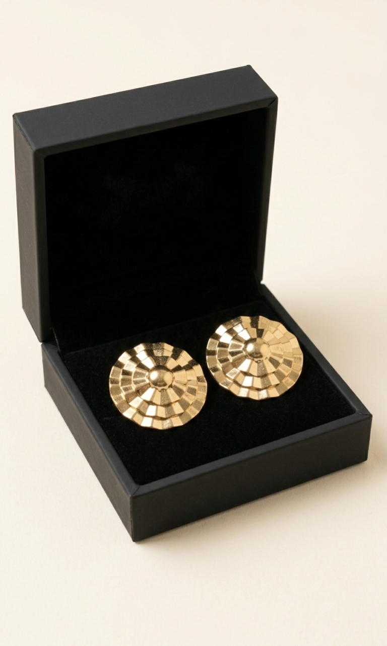 Golden Sunburst Stud Earrings