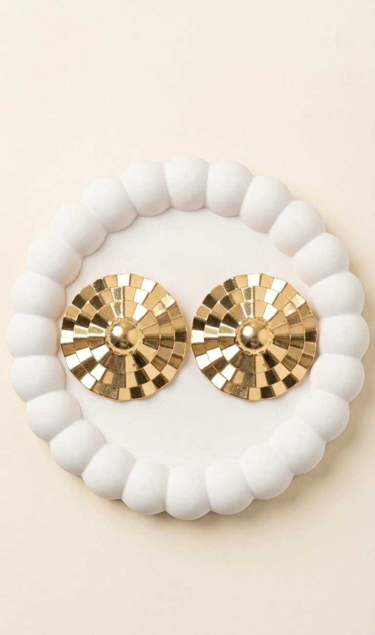 Golden Sunburst Stud Earrings