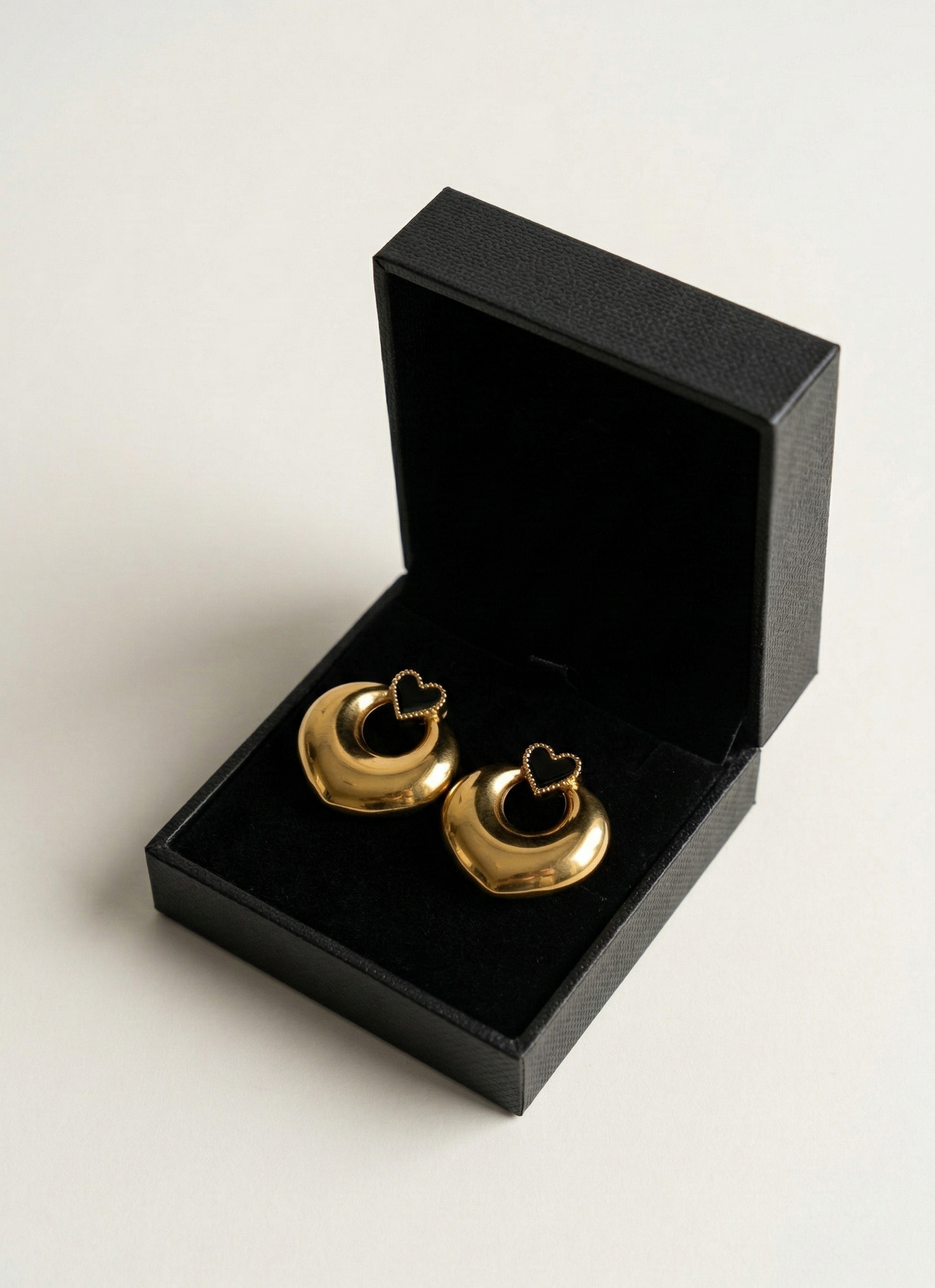 Midnight Heart Hoop Earrings