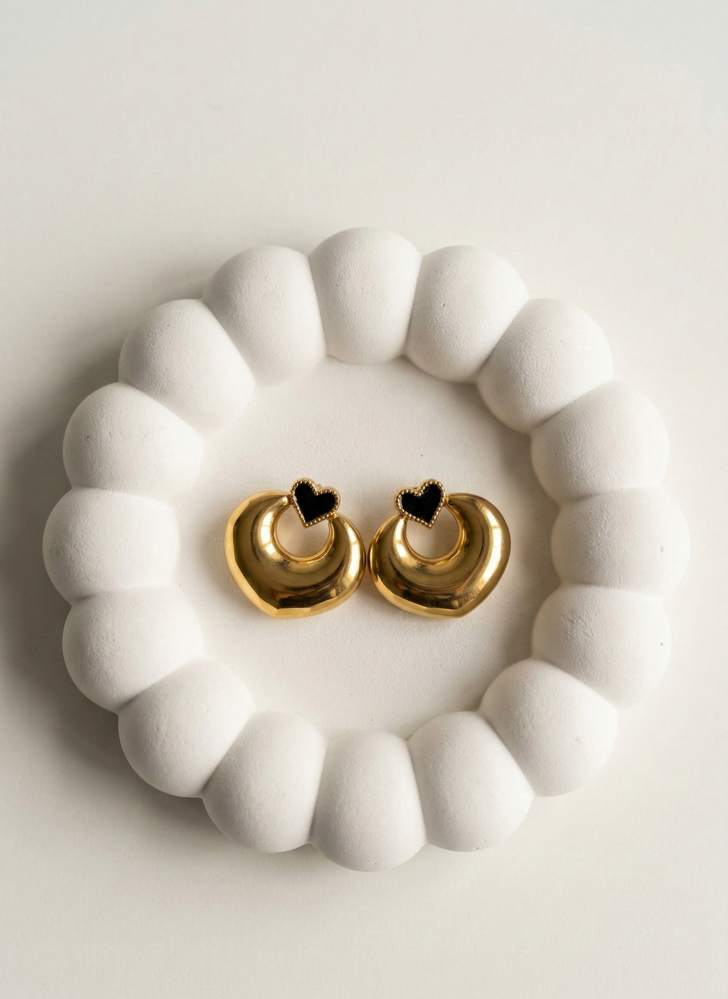 Midnight Heart Hoop Earrings