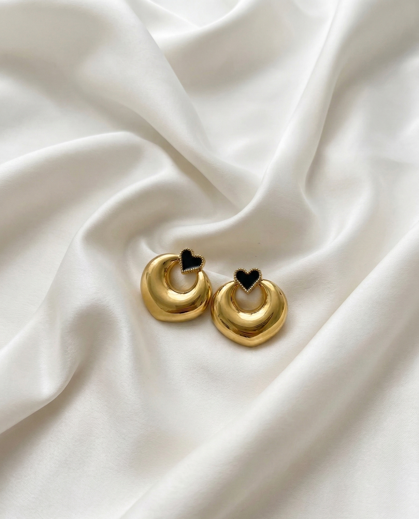 Midnight Heart Hoop Earrings