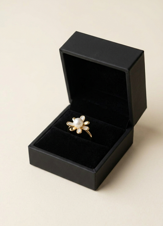 Floral Pearl Adjustable Ring
