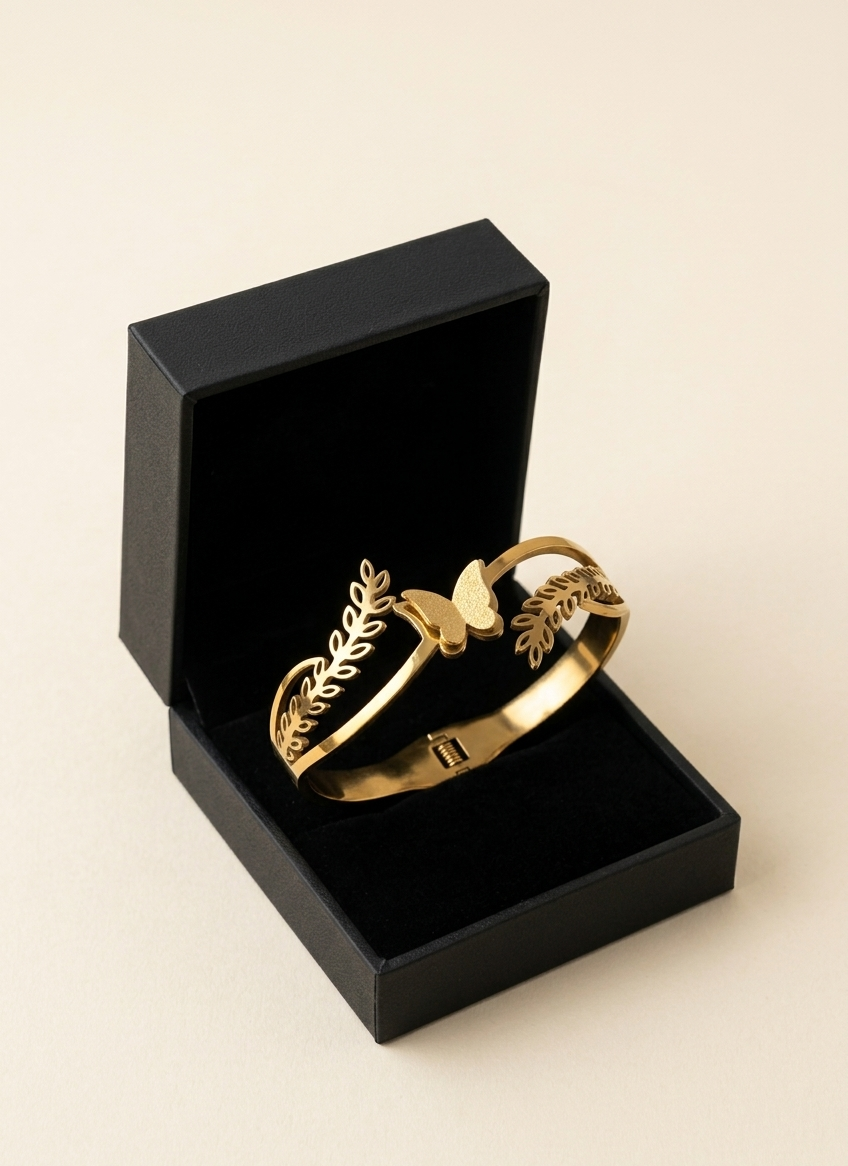 Golden Vine Butterfly Bracelet