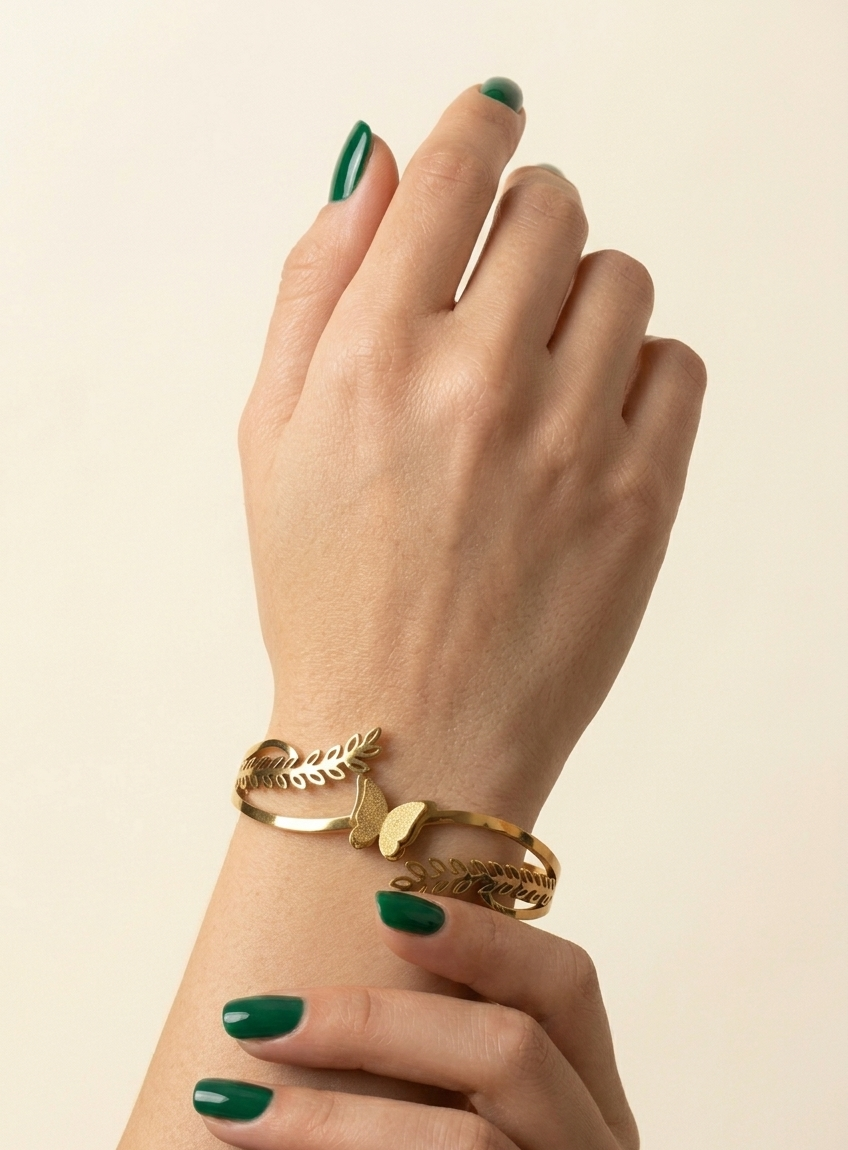 Golden Vine Butterfly Bracelet