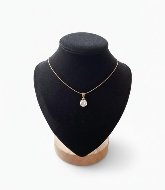 Classic Diamond Stone Pendant Necklace
