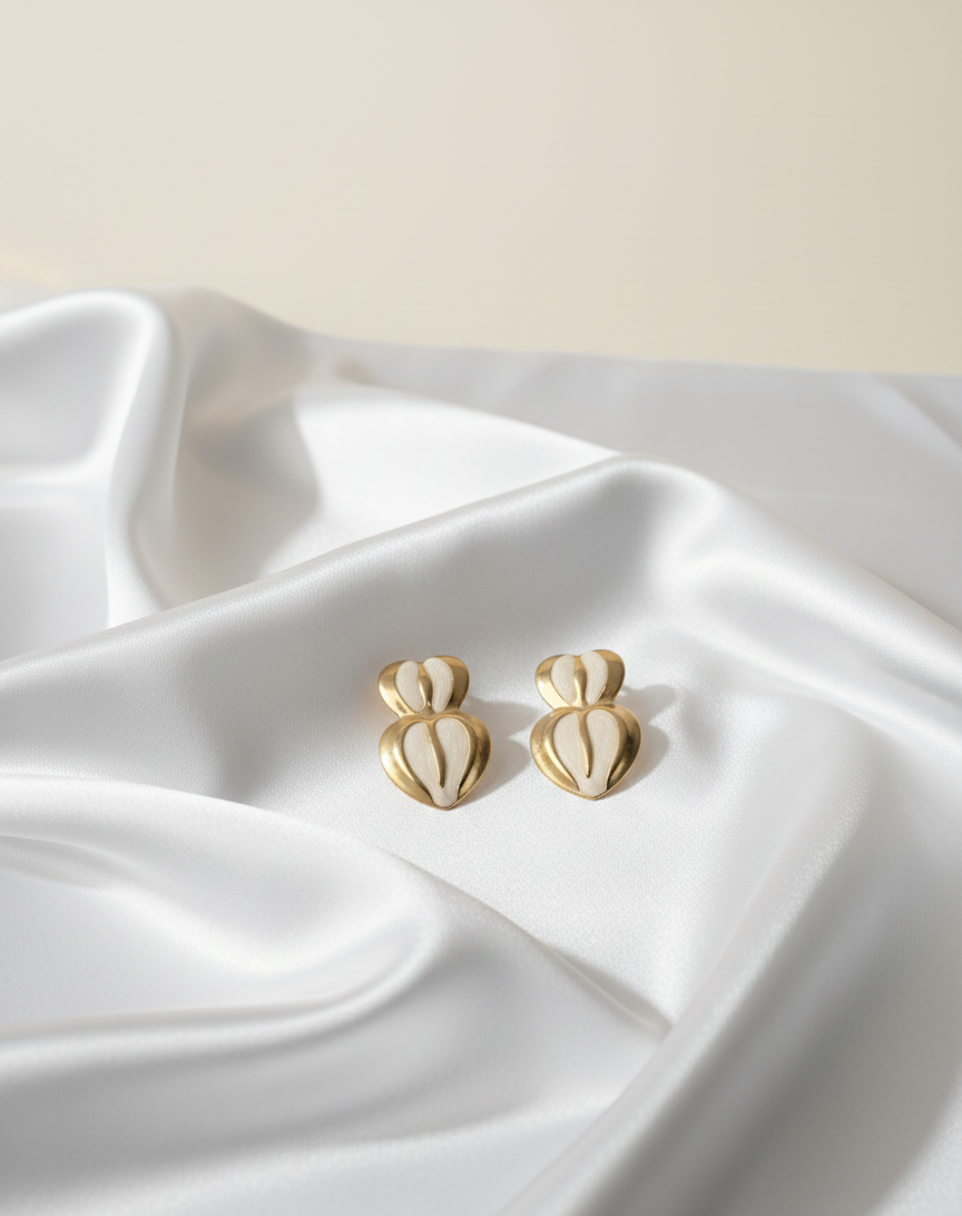 Twin Heart Sparkle Hoops Earrings