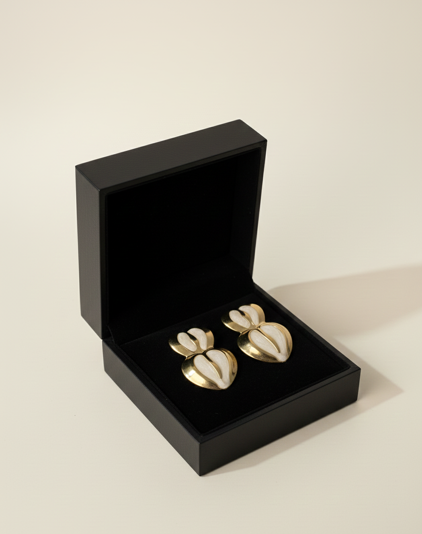 Twin Heart Sparkle Hoops Earrings