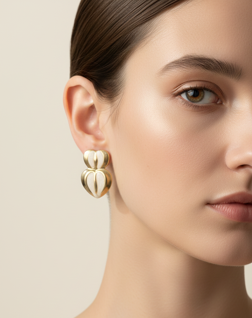 Twin Heart Sparkle Hoops Earrings