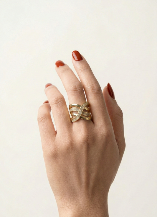 Diamond Criss Cross Ring