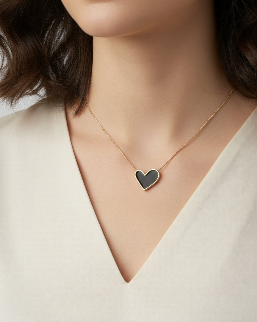 Forever Black Heart Necklace