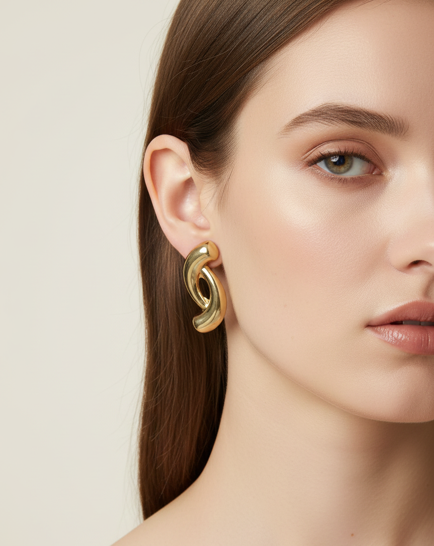 Golden Twist Hoop Earrings
