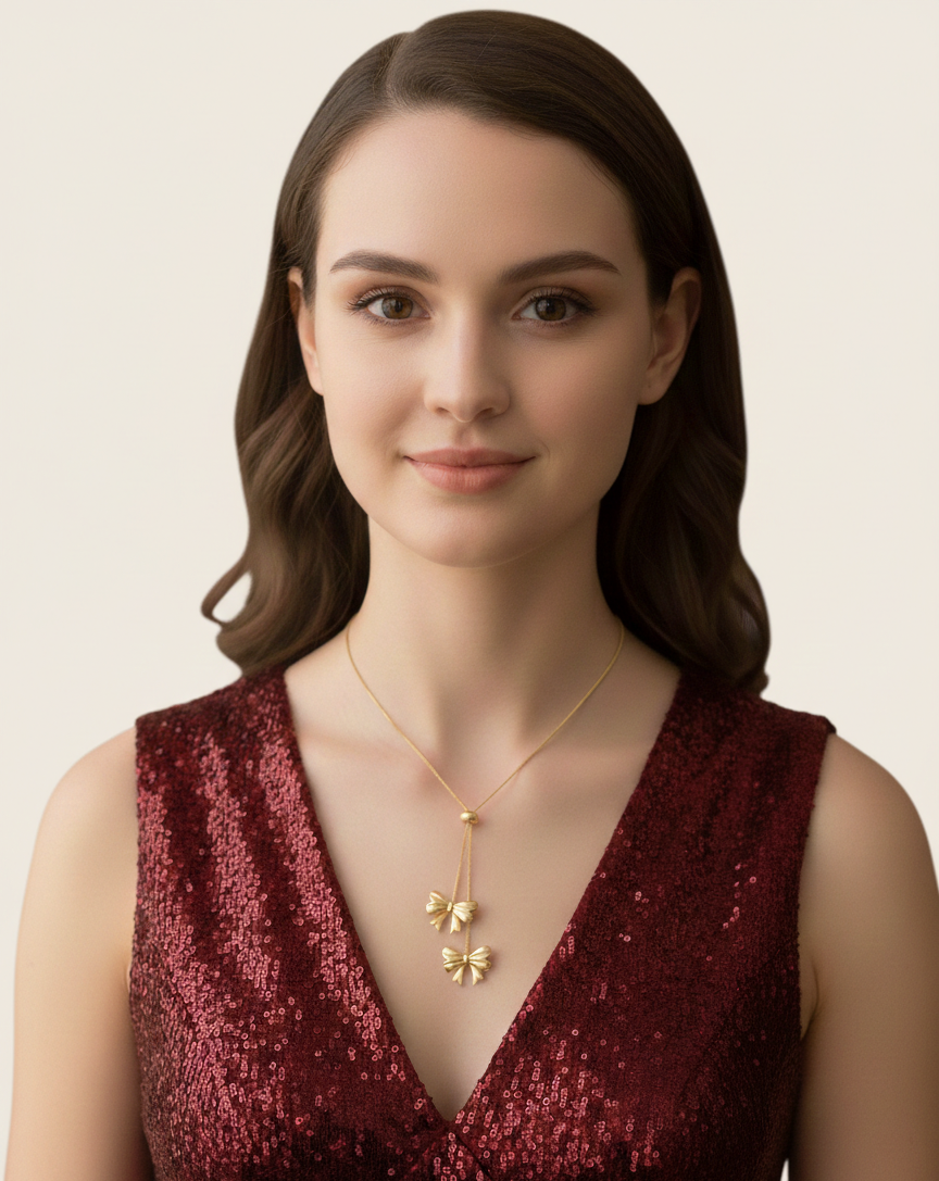Golden Grace Bow Necklace