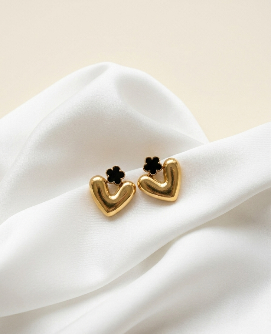 Noir Bloom Hoop Earrings
