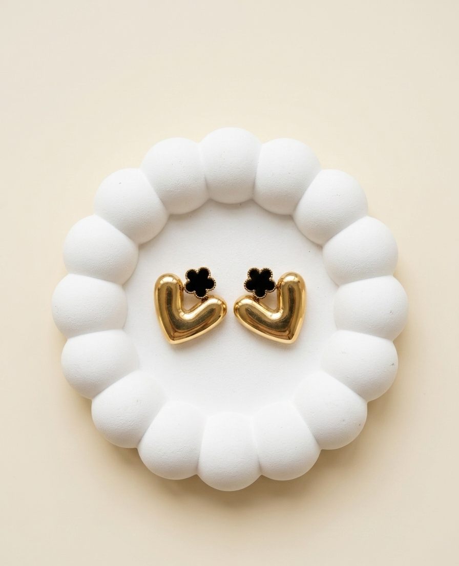 Noir Bloom Hoop Earrings