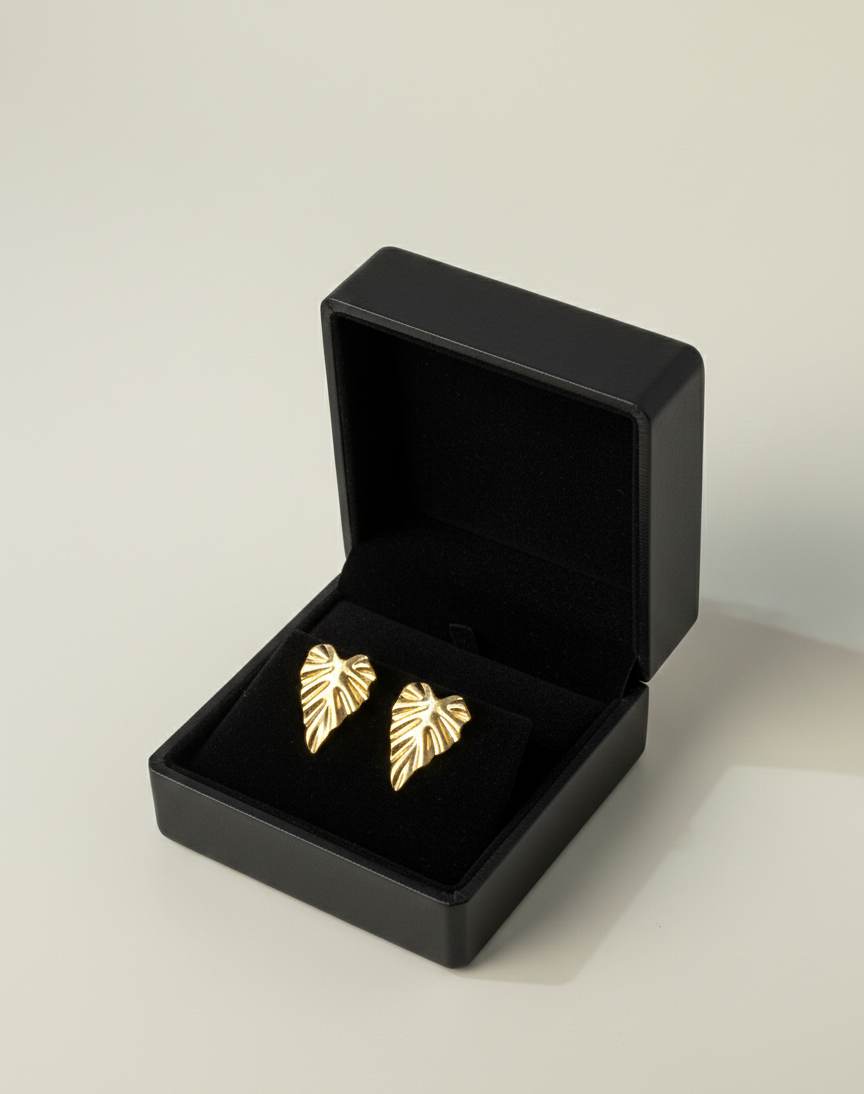 Golden Petal Leaf Earrings