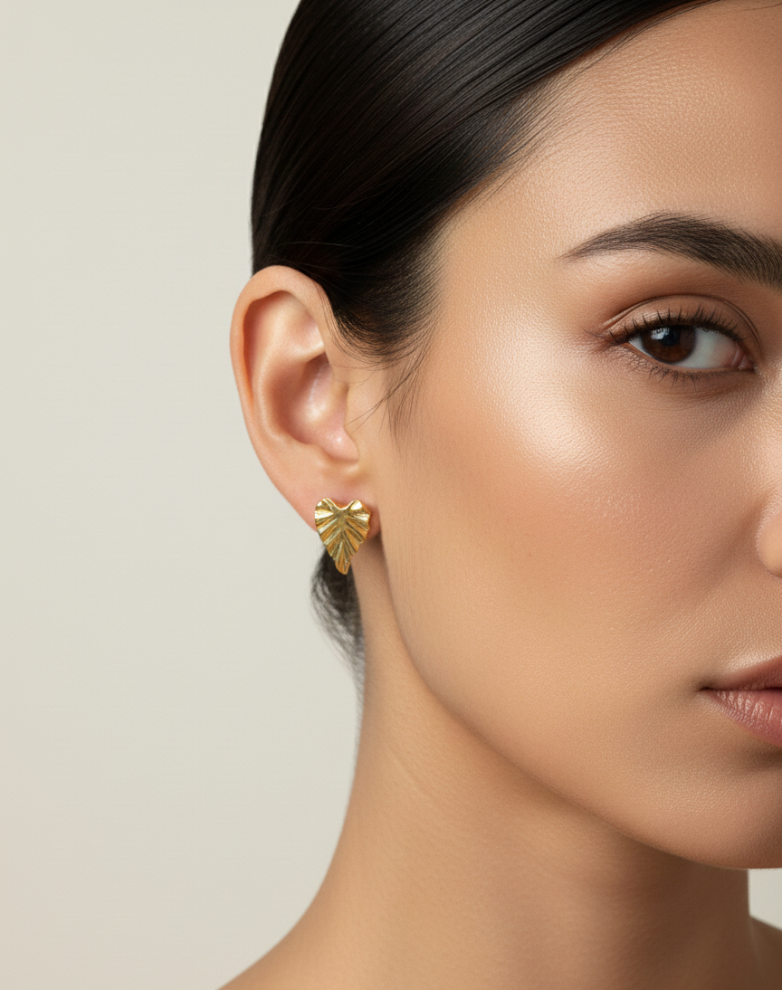 Golden Petal Leaf Earrings