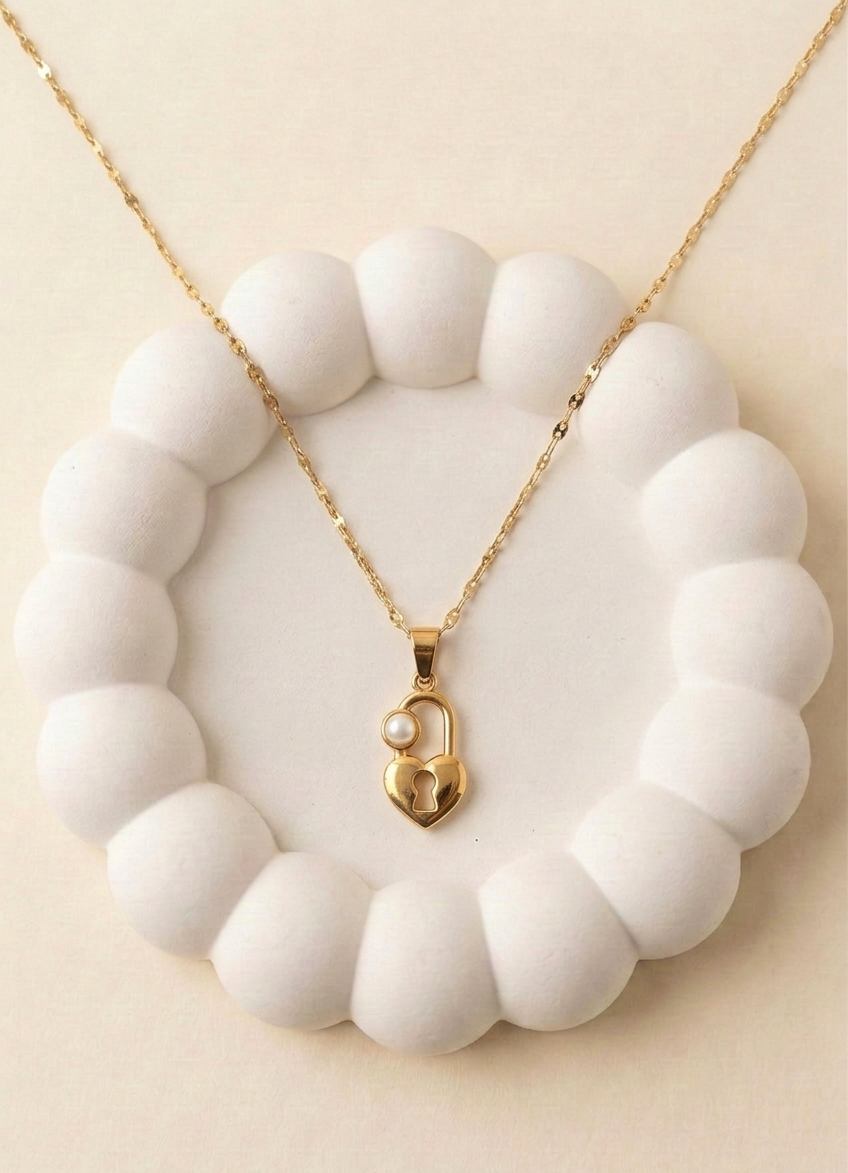 Golden Heart Lock Necklace