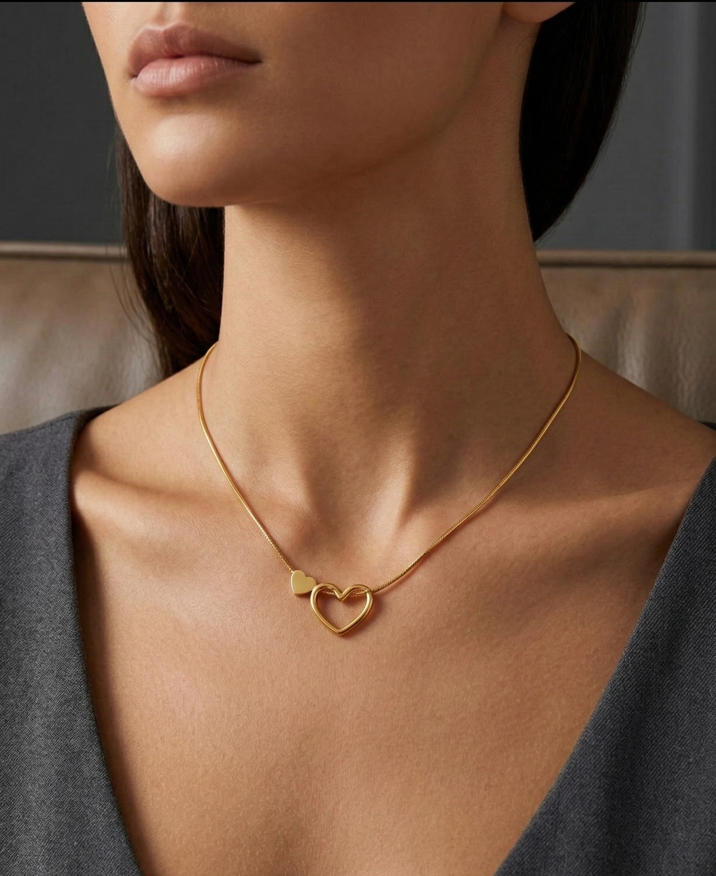 Twin Heart Charm Necklace