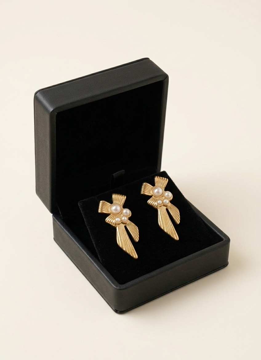 Golden Pearl Cascade Earrings