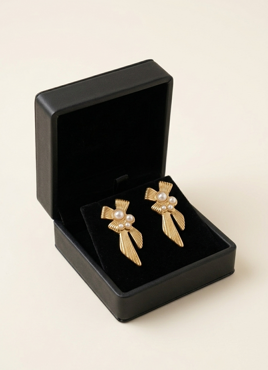 Golden Pearl Cascade Earrings