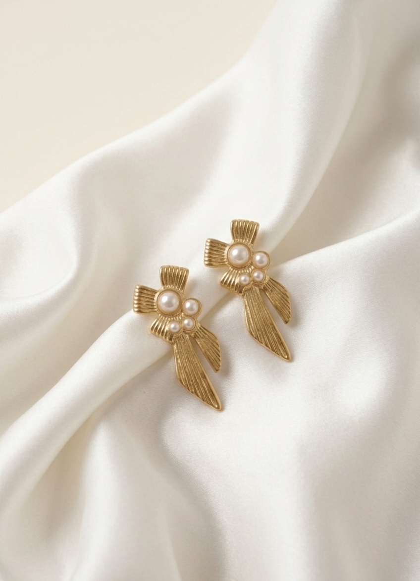 Golden Pearl Cascade Earrings