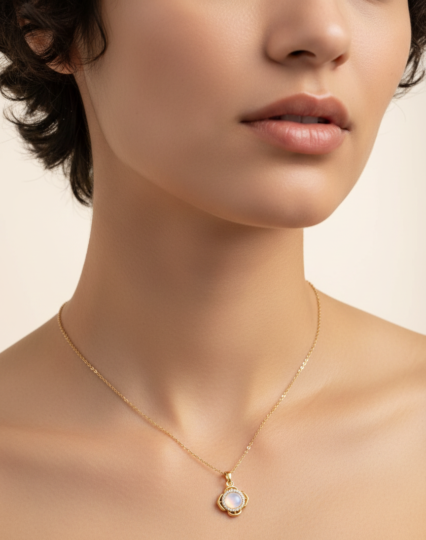Golden Crystal Blossom Necklace