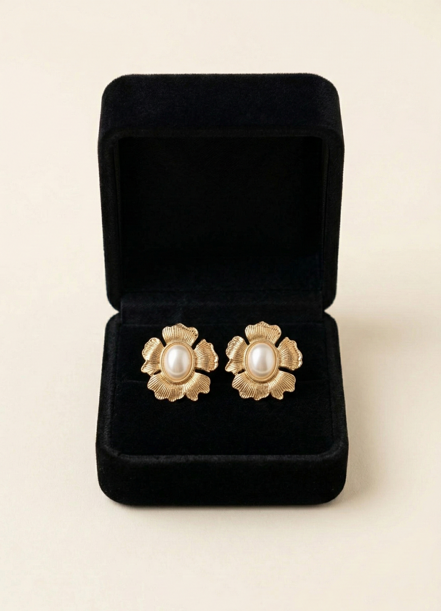 Golden Petal Pearl Earrings