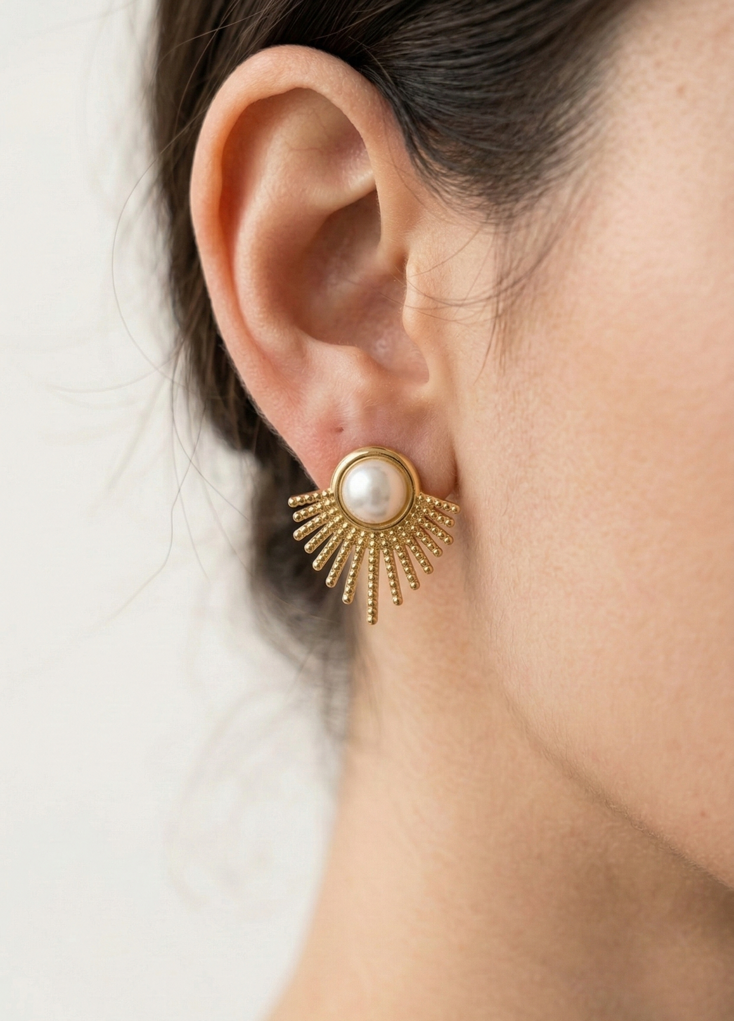 Pearl Crown Hoop Earrings
