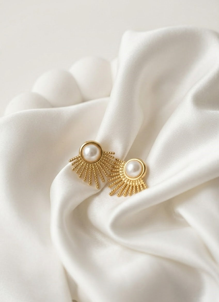 Pearl Crown Hoop Earrings