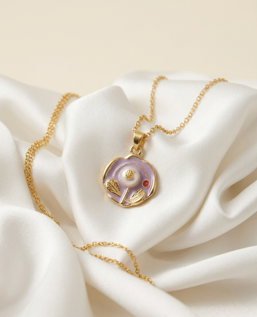 Purple Bloom Pearl Necklace