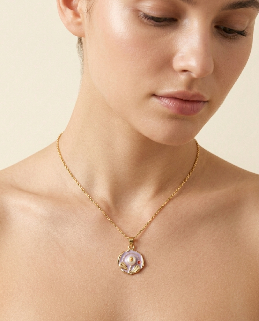 Purple Bloom Pearl Necklace