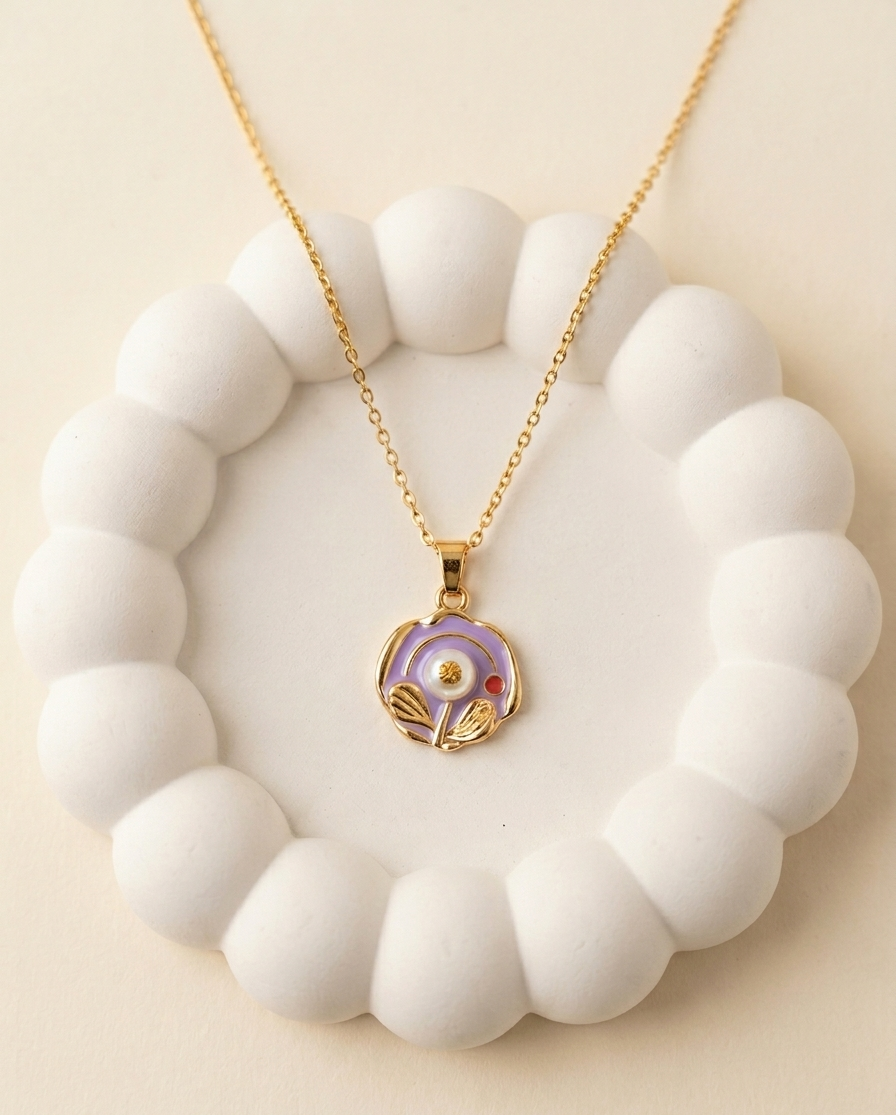 Purple Bloom Pearl Necklace