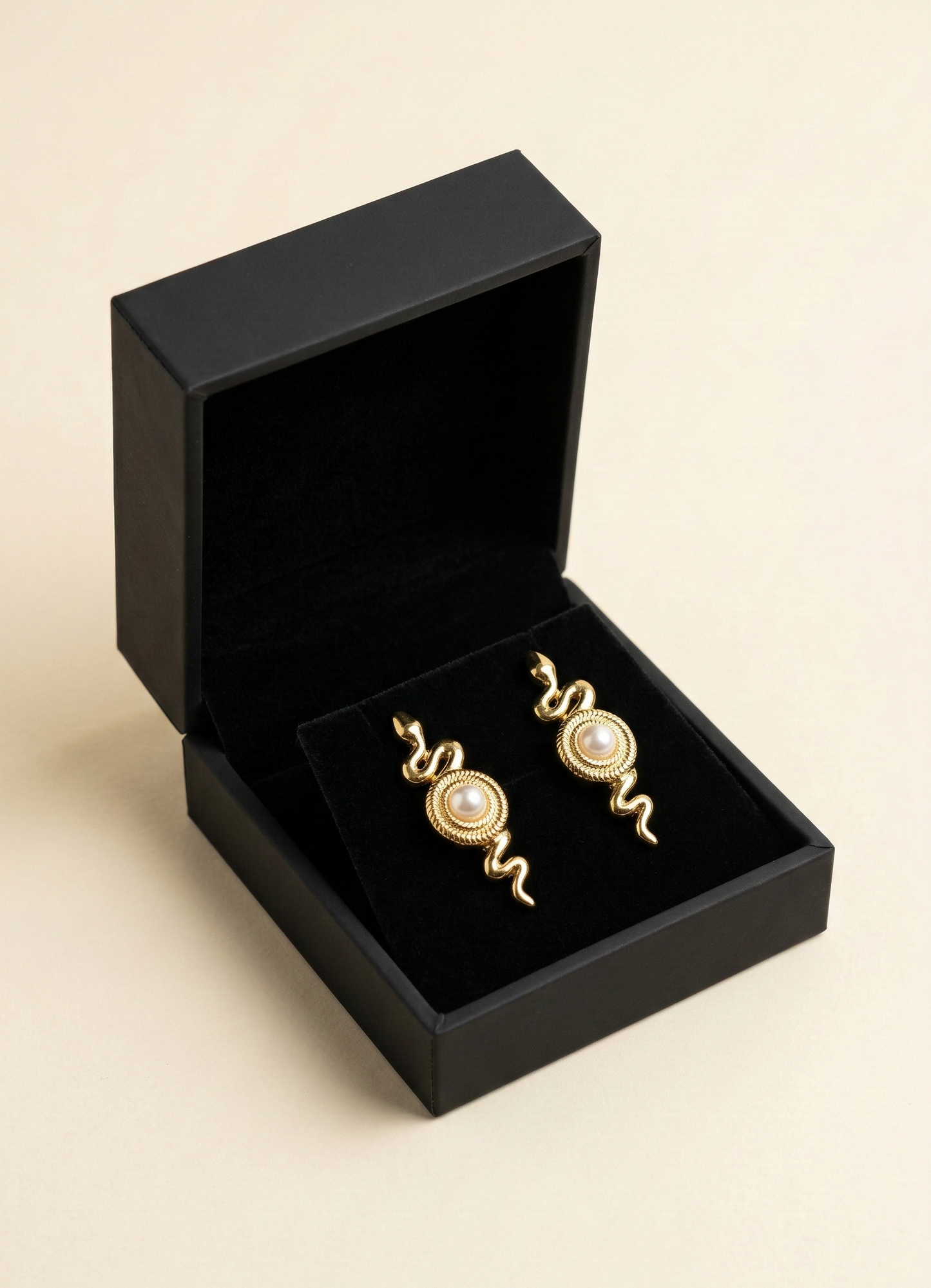 Golden Serpent Pearl Earrings