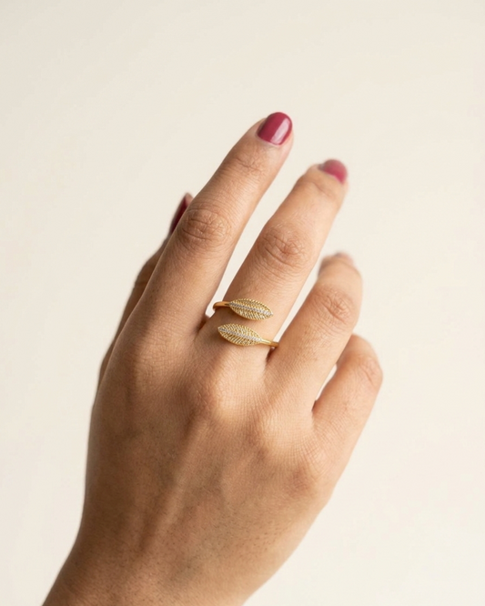 Elegant Adjustable Leaf Ring