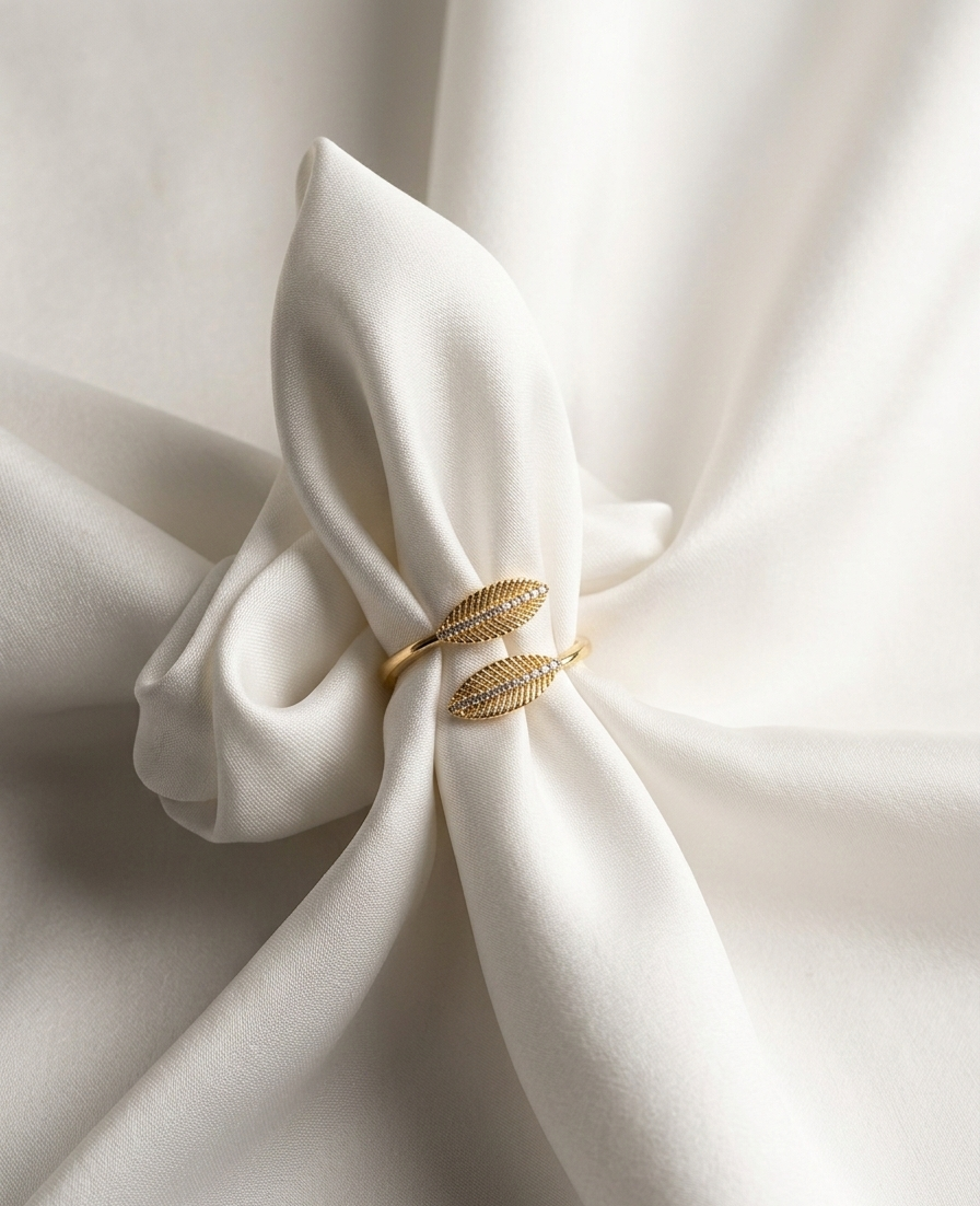Elegant Adjustable Leaf Ring
