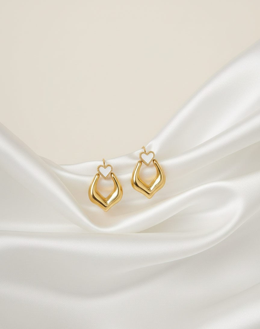 Snow Heart Hoop Earrings