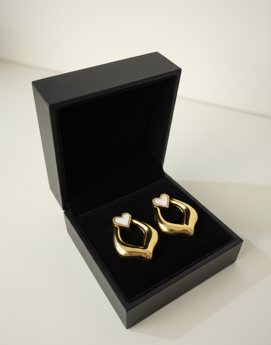 Snow Heart Hoop Earrings