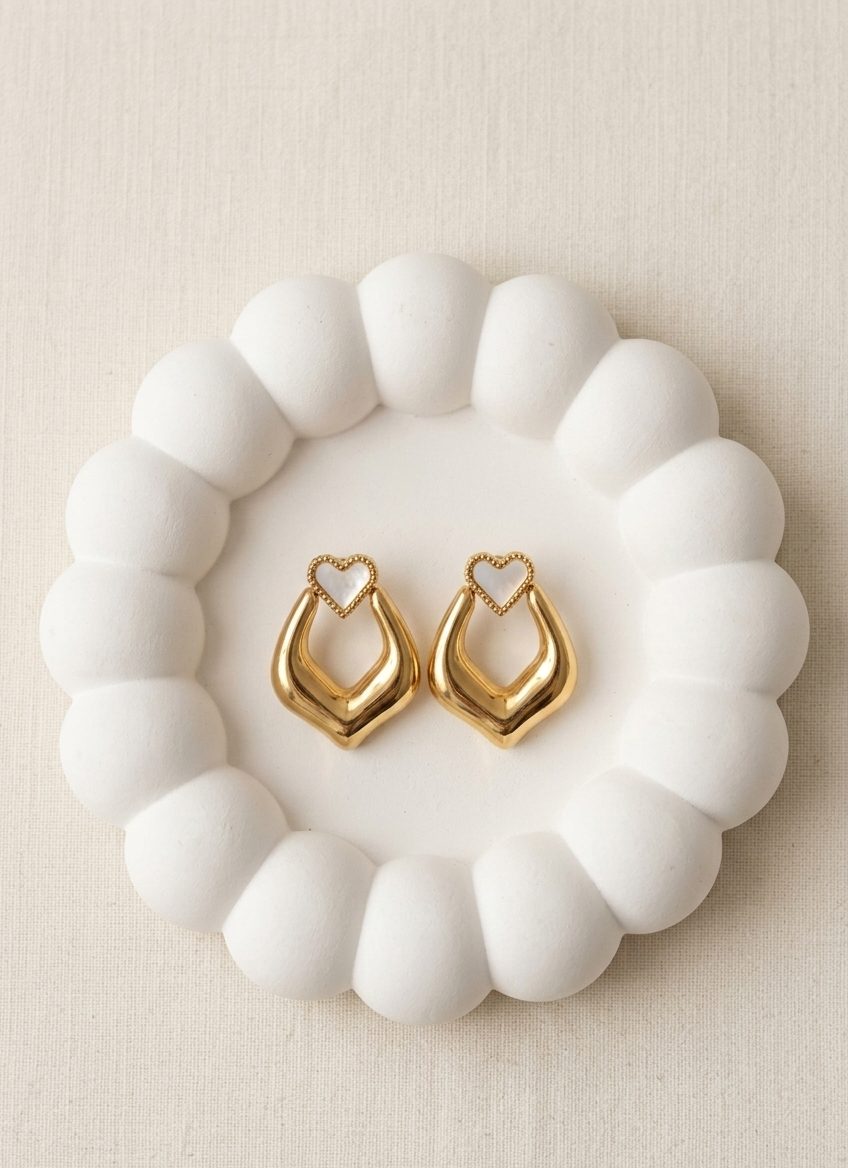 Snow Heart Hoop Earrings