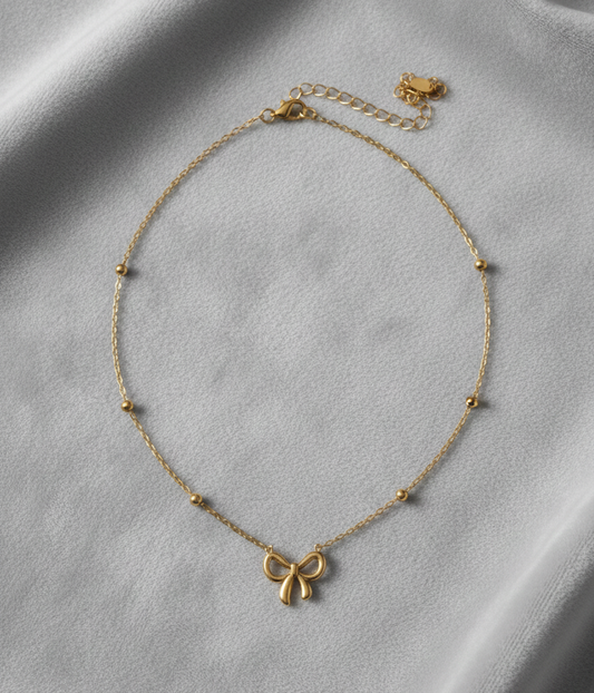 Golden Bow Pendant Necklace