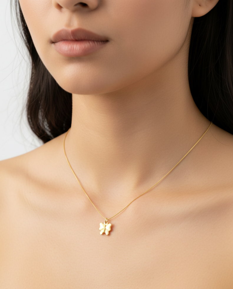 Golden Mini Butterfly Pendant Necklace