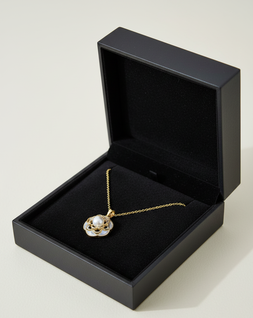 Crystal Blossom Pearl Necklace