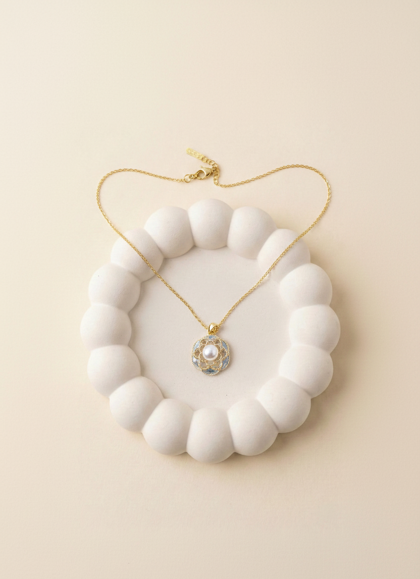 Crystal Blossom Pearl Necklace
